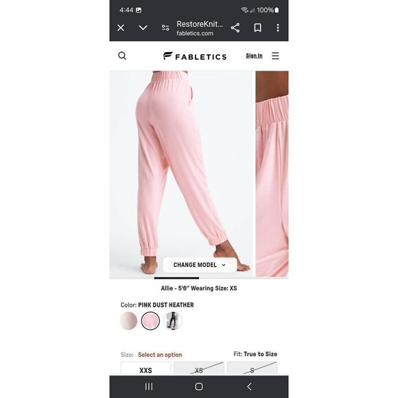 New 3X Fabletics Pink Dust Heather Tapered RestoreKnit Lounge Pants Loungewear - Picture 2 of 8